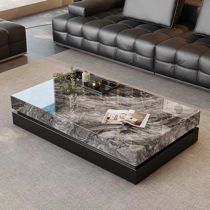 意式极简岩板茶几简约现代小户型客厅家用高级方形轻奢大尺寸茶几