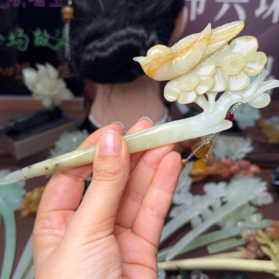 蛇纹石玉合金发饰