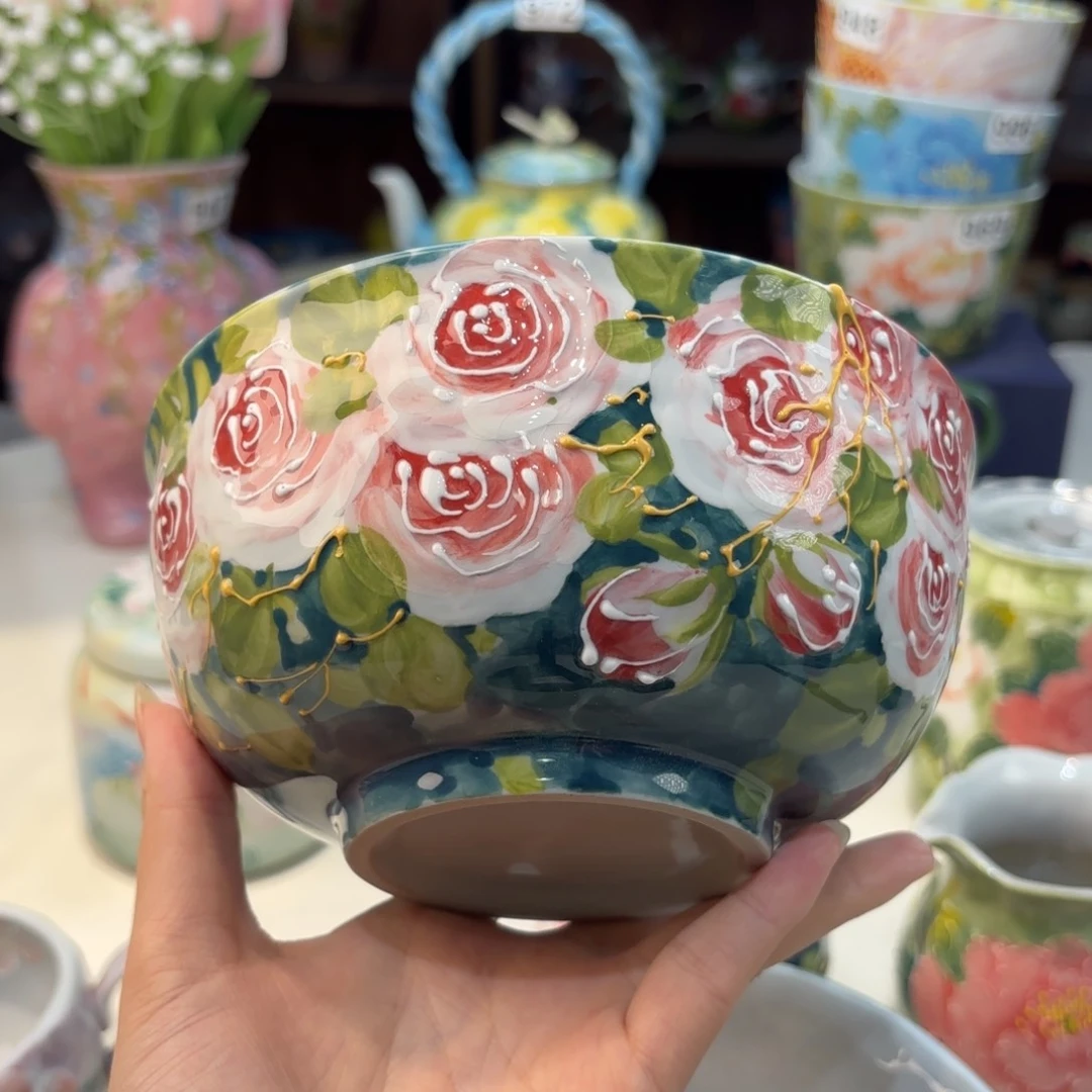 瓷片景德镇手绘高温釉下彩陶瓷茶具