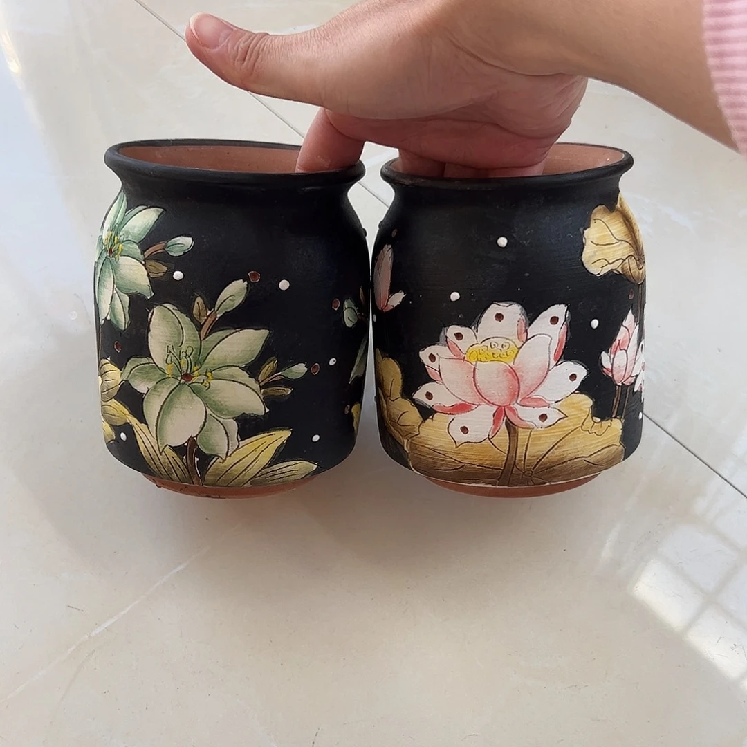 雨***后景德镇炫彩手绘景德镇陶瓷花盆