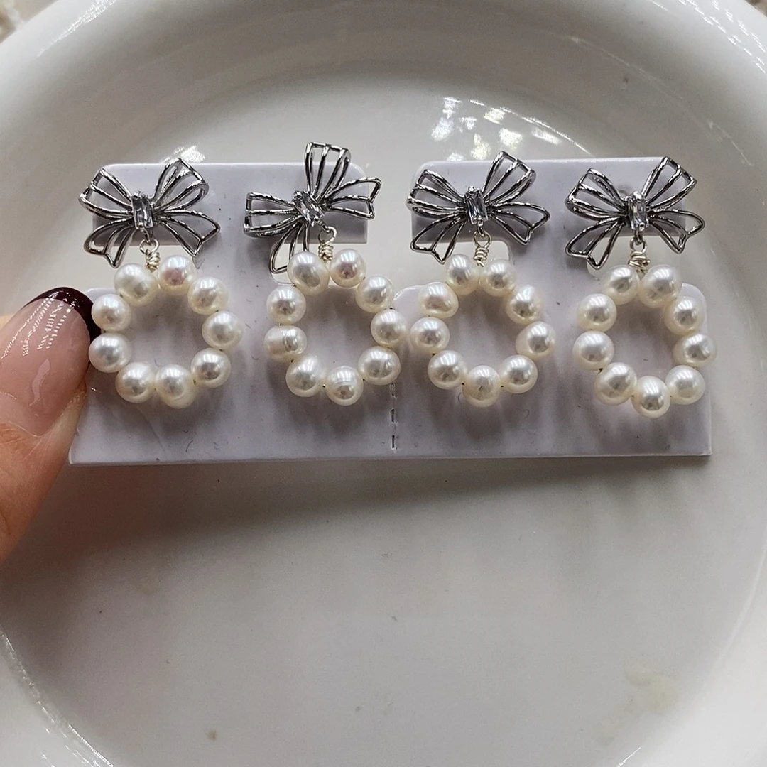 耳饰淡水珍珠银S925镶嵌