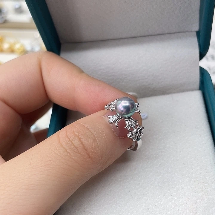 海水珍珠戒指银S925镶嵌