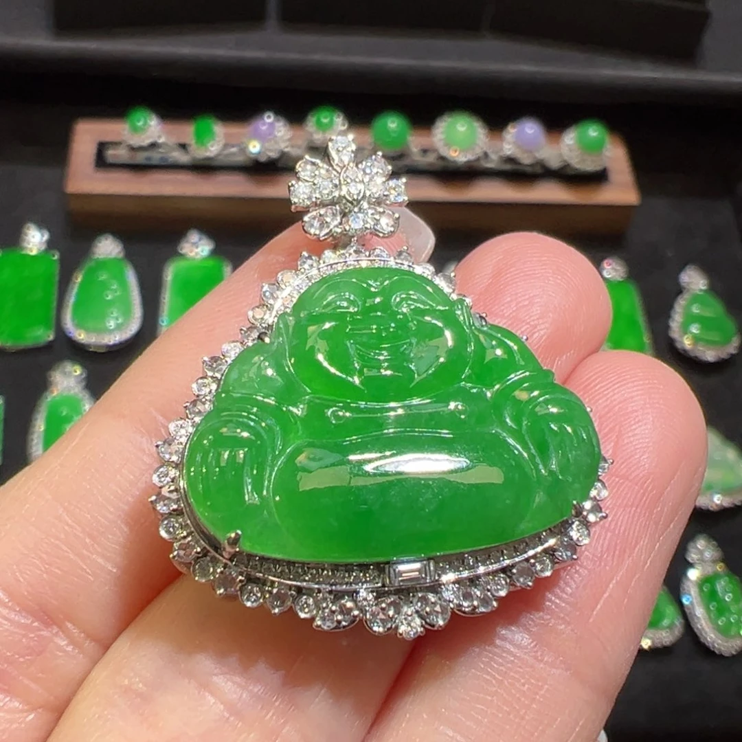 翡翠颈饰18K金镶嵌收到货48小时鉴赏期