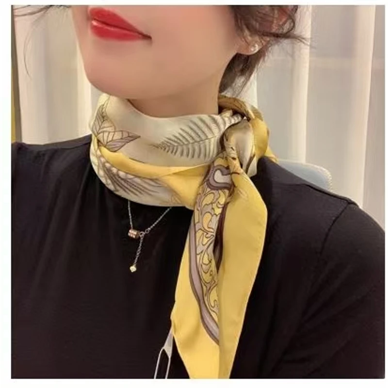 u167【金叶枝影】90*90高级设计高级风格丝巾围巾披肩