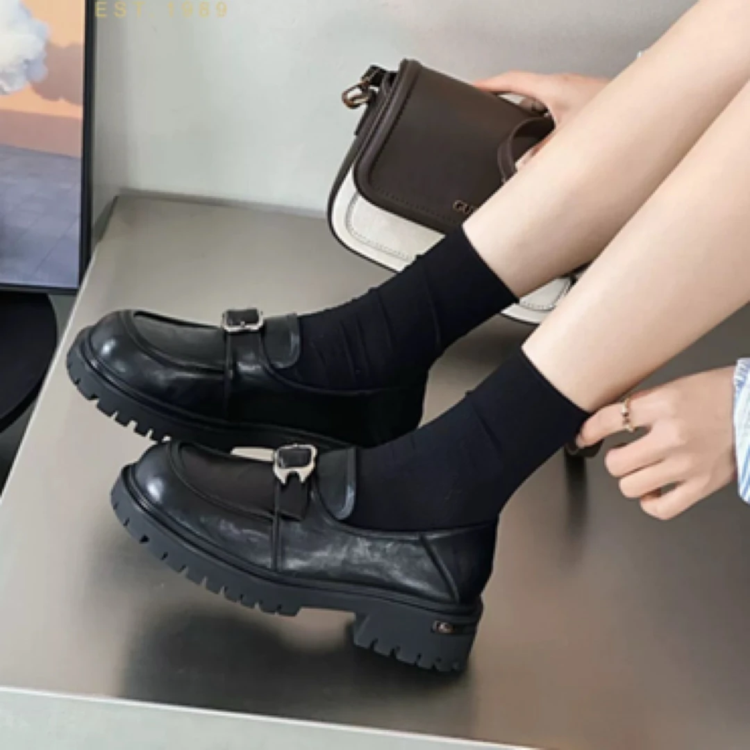 乐福鞋百搭英伦风粗跟日系休闲厚底复古时尚圆头舒适