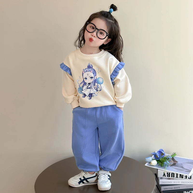 国潮女童哪吒敖丙卫衣套装2025新款儿童春秋装洋气宝宝运动两件套