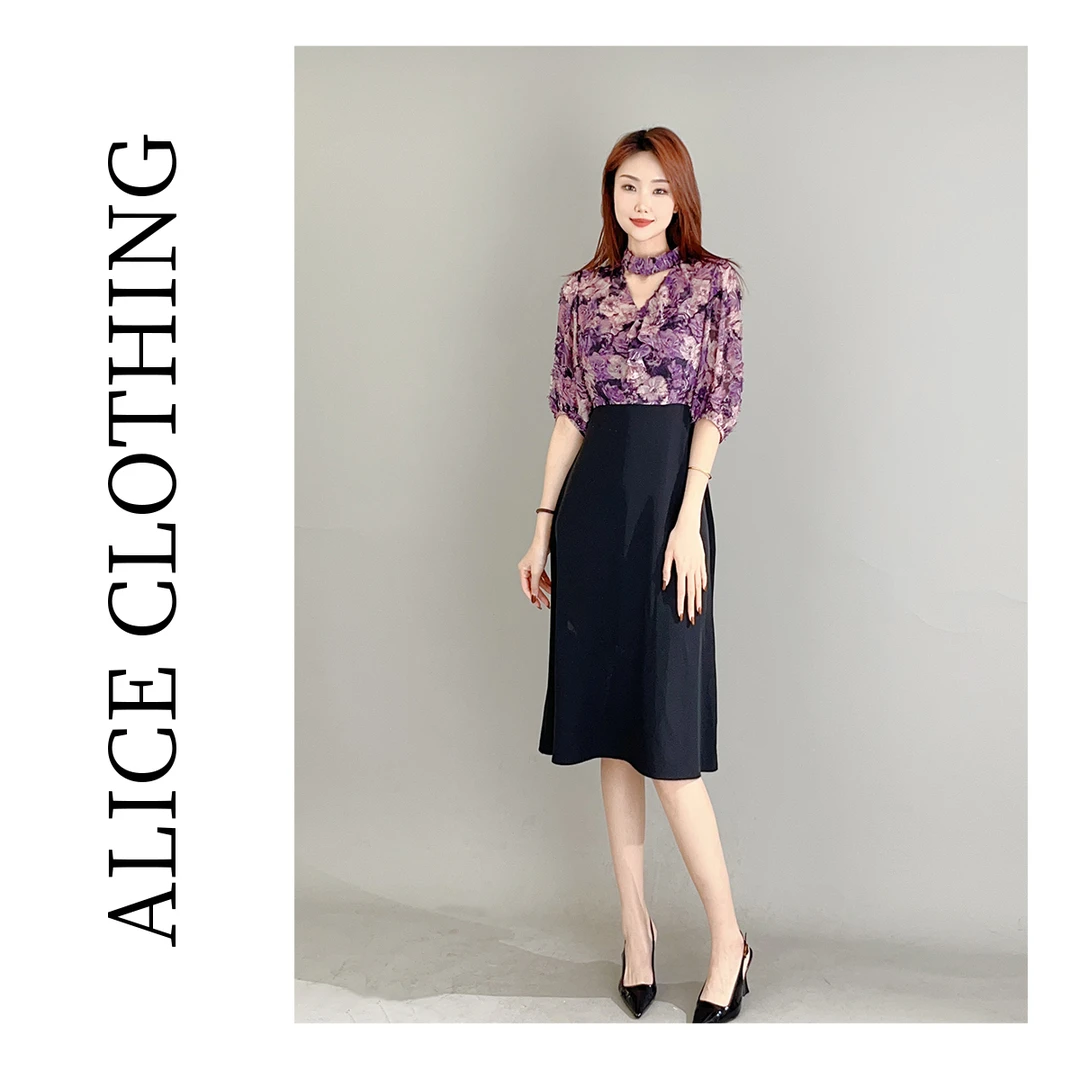 6ALICE梦幻紫小心机连衣裙浪漫花边 剪花工艺 H1033055Q