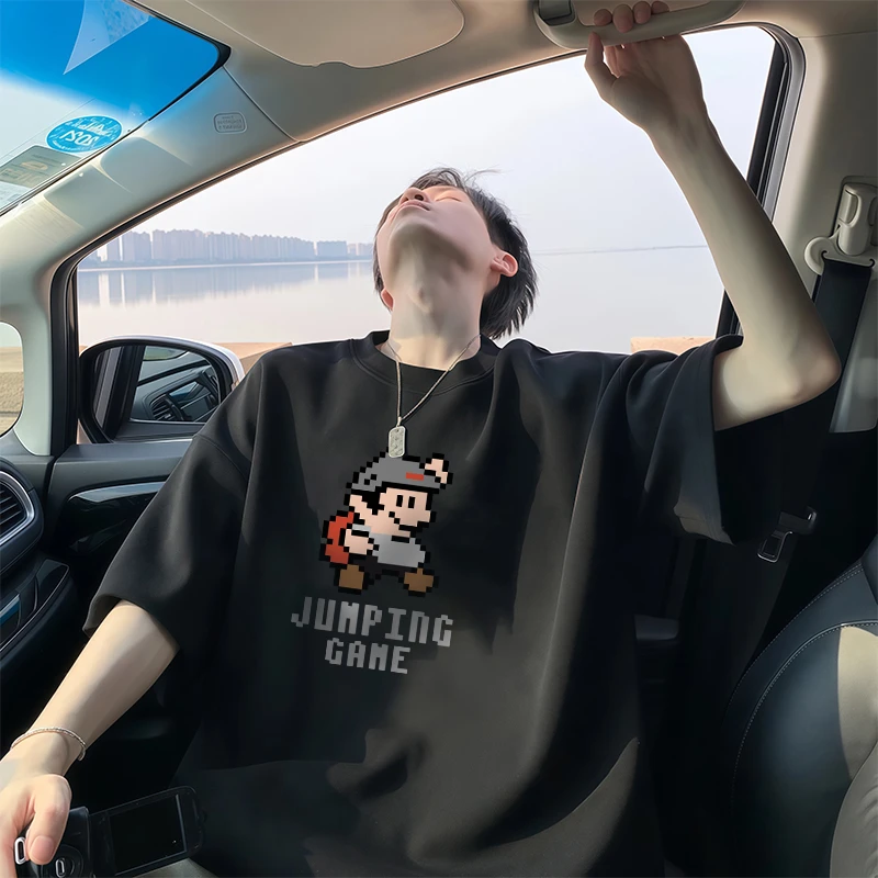 【重磅纯棉】日系短袖t恤男夏季大码男装宽松ins新潮流百搭男生半袖