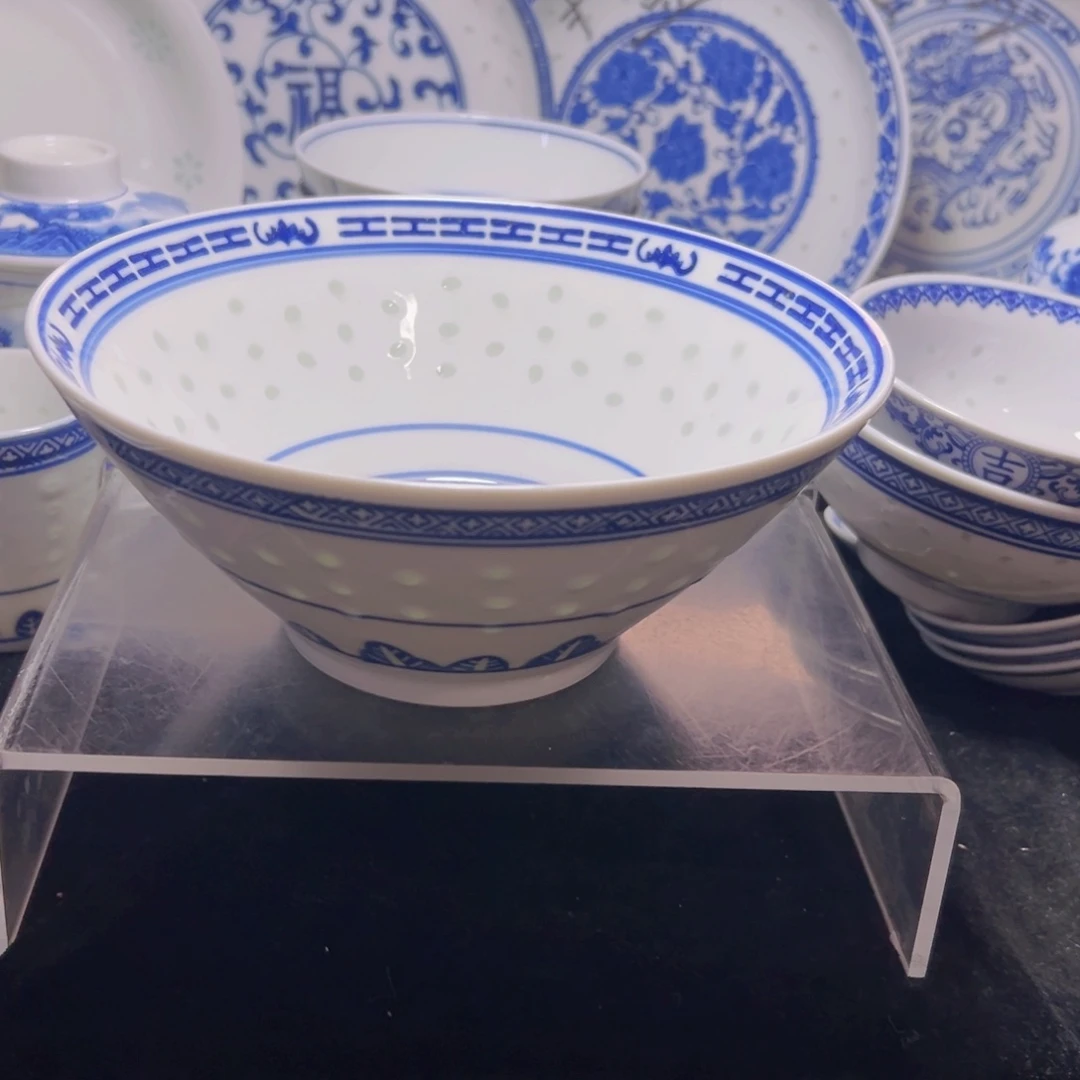 碗青花玲珑8寸斗笠面碗