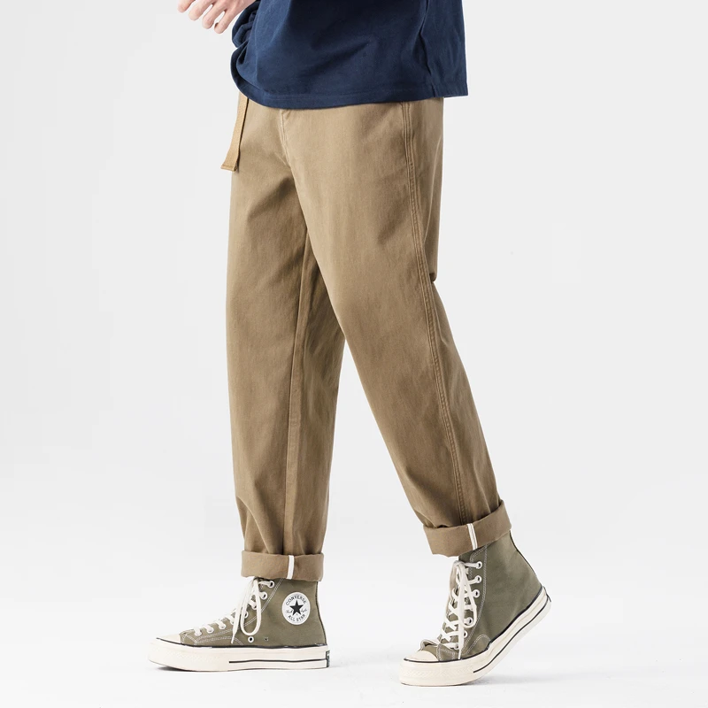 6855春秋季男士新款休闲裤直筒裤宽松简约潮流百搭个性长裤子