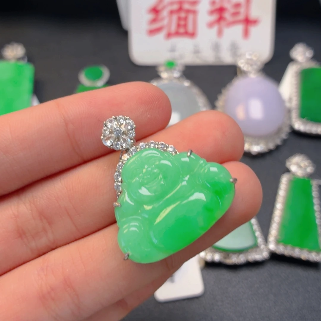 翡翠银S925镶嵌吊坠(不含链)