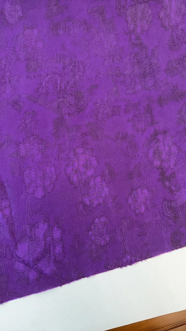 【凤穿牡丹】紫色112门幅25姆米满分桑蚕丝香云纱绞罗莨纱面料布料