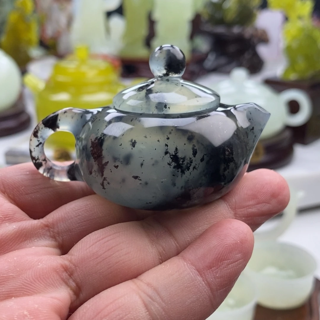 岫玉未镶嵌四大名玉手把壶