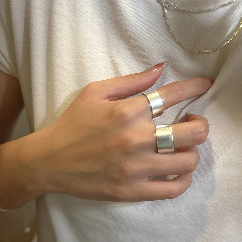 925银戒指 S925纯银韩版小众设计感基础款磨砂戒指