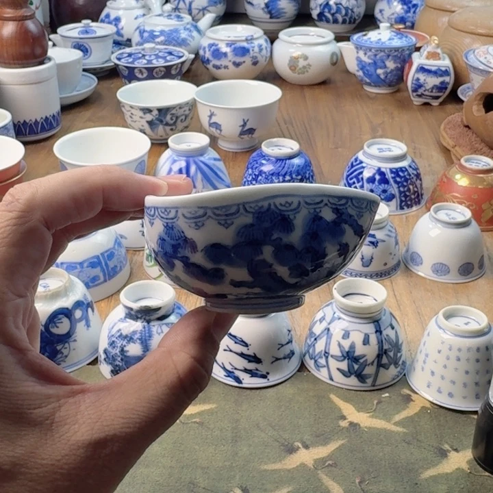 瓷片青花瓷器杯子茶具