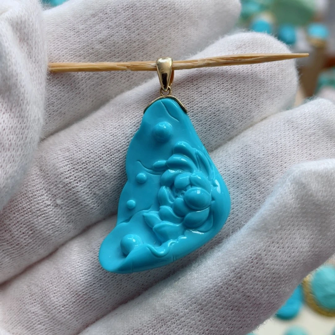 绿松石珠宝奇石18K金镶嵌