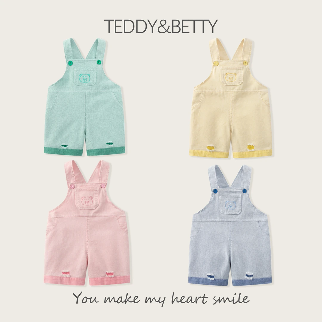 《拍一发二》儿童韩版牛仔背带裤男童女童夏款