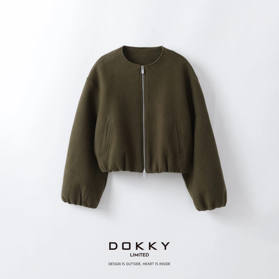 Dokky「D0574」高支棉磨毛微绒.圆领外套
