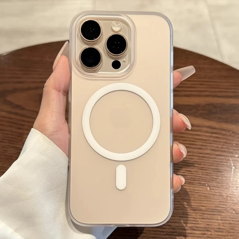适用苹果16promax手机壳新款网红同款超薄磁吸磨砂半透明女款简约