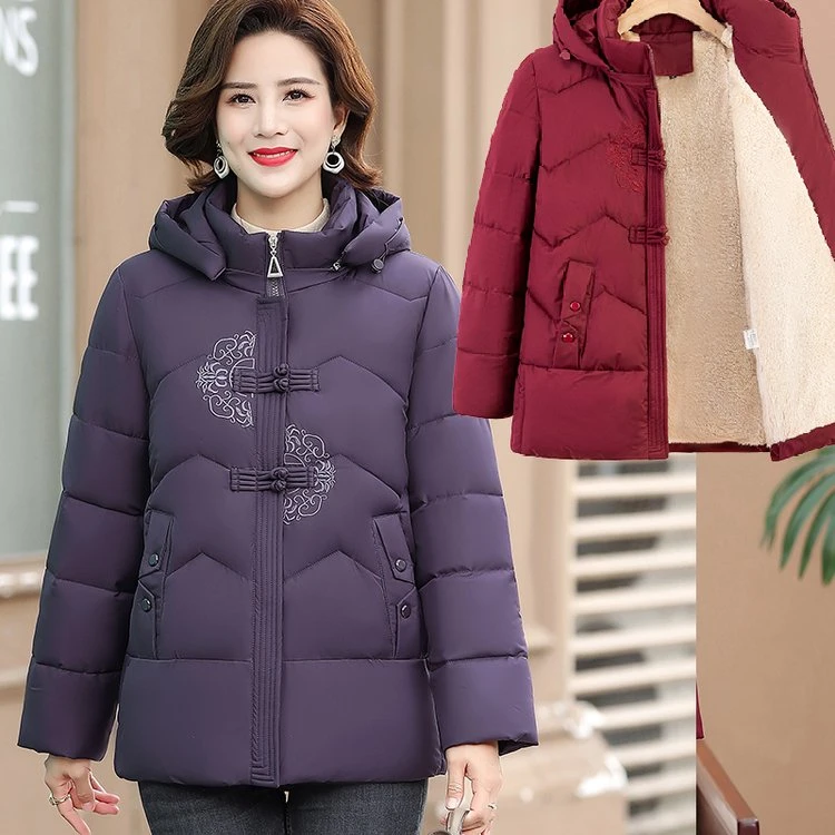 妈妈冬装棉衣中老年人女加绒加厚外套冬季老太太衣服妈妈装棉服袄
