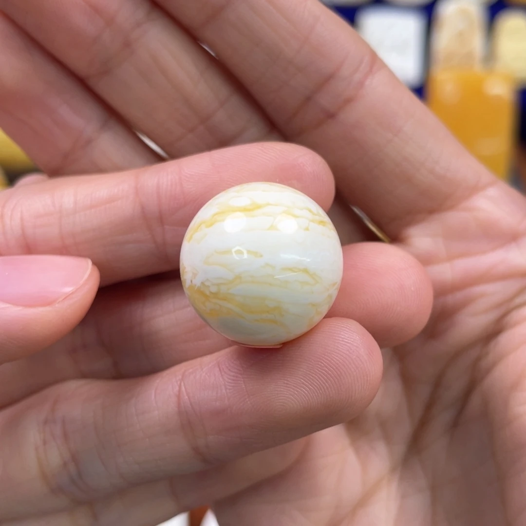 蜜蜡裸石未镶嵌琥珀蜜蜡珠子卡19mm