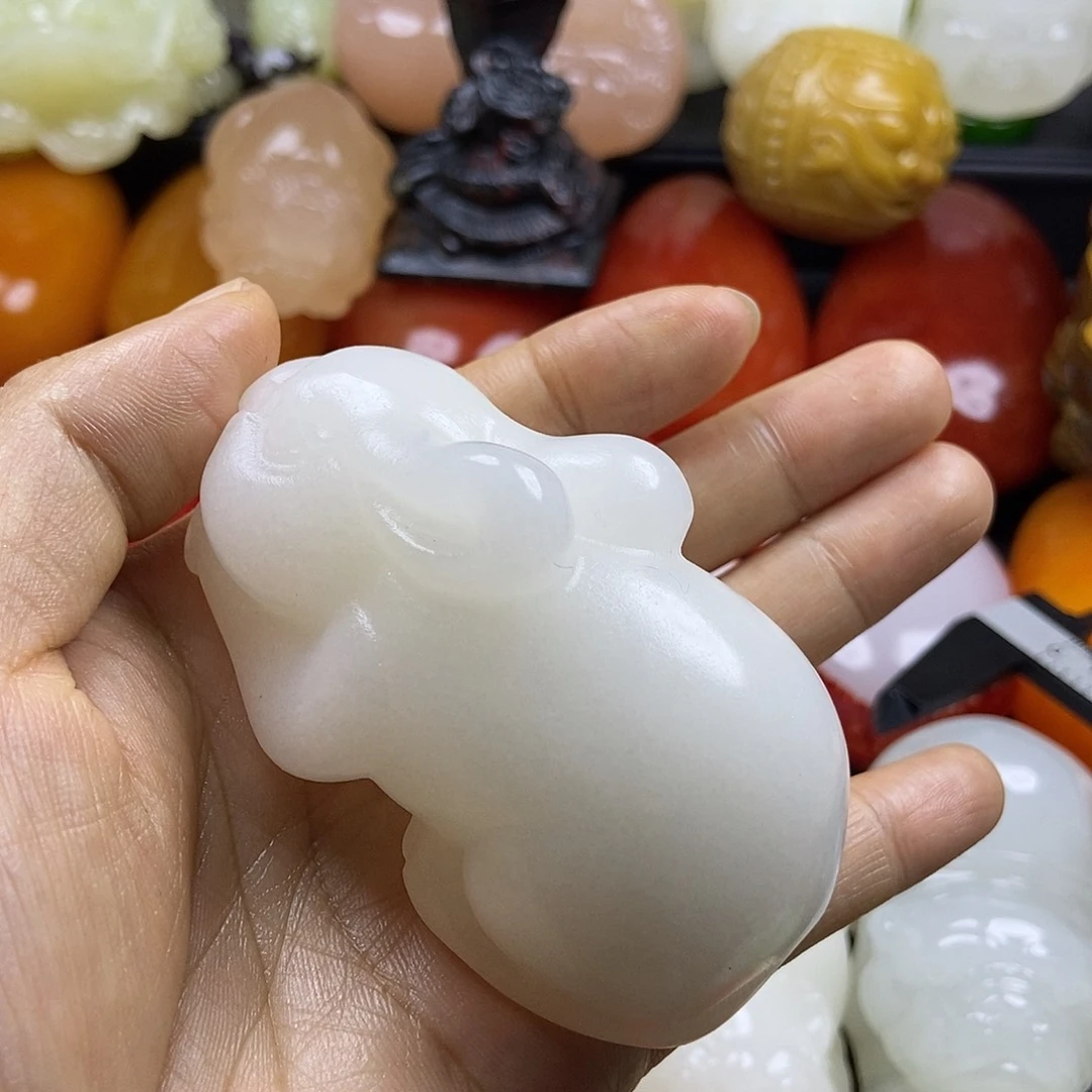 无花朵原石手把件