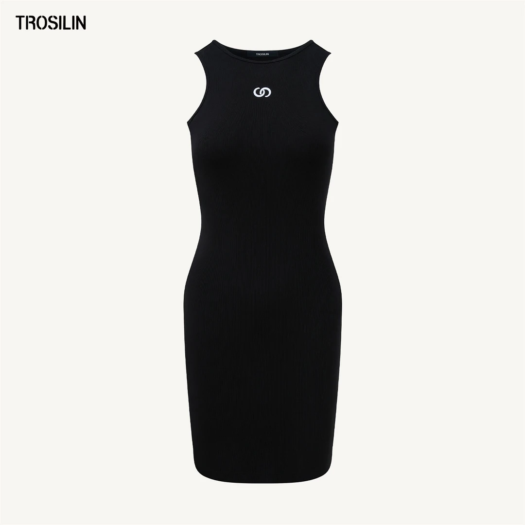 TROSILIN-2025早秋 曲线连衣裙针织气质修身A25DR001BK-L
