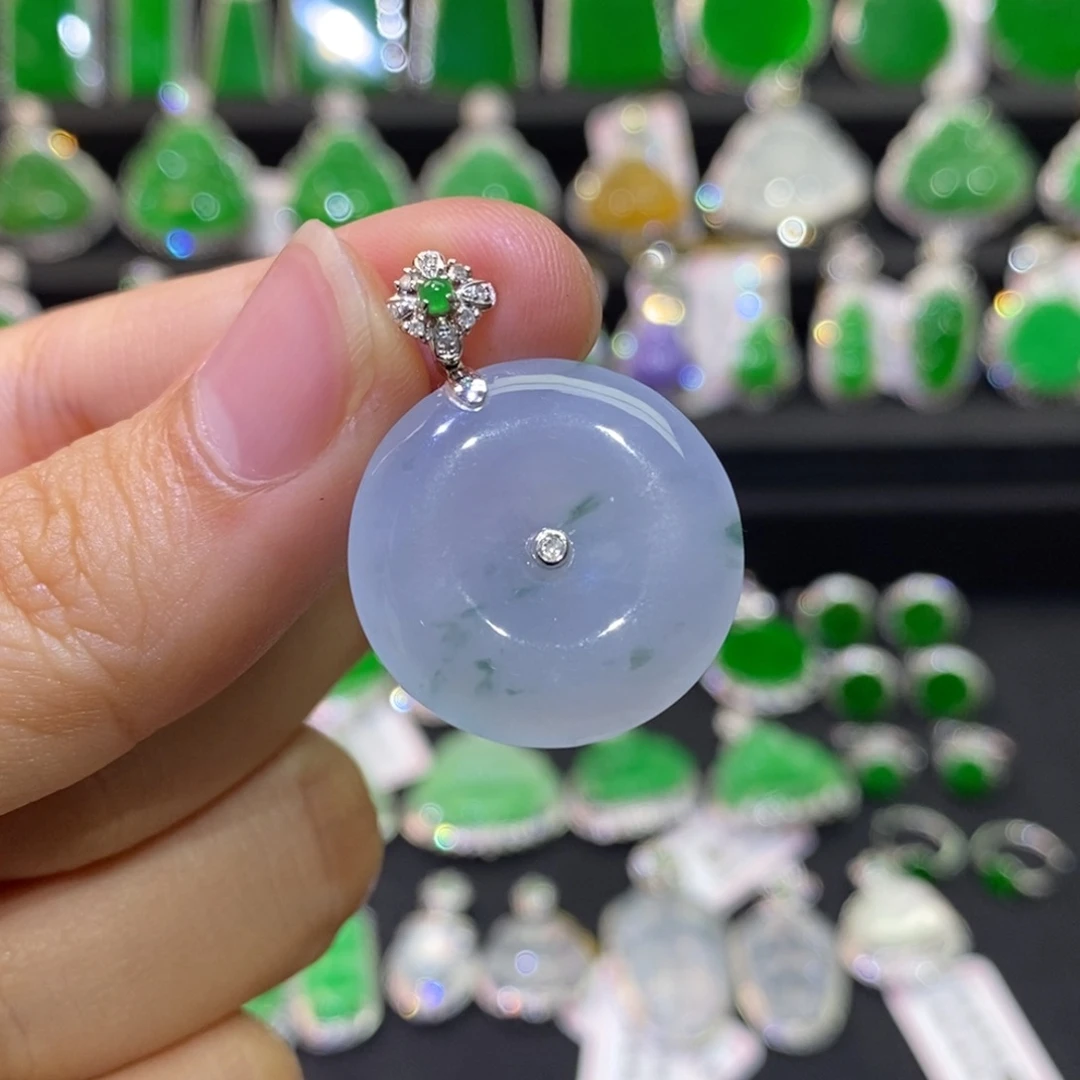 翡翠18K金镶嵌吊坠(不含链)