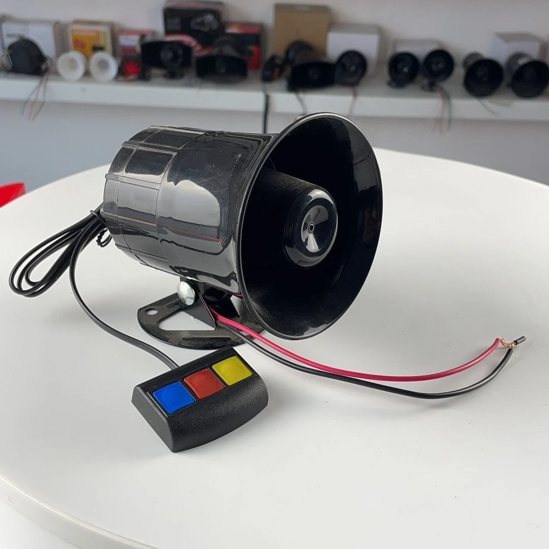 汽车摩托车12V车载三音警报喇叭多音扩音器改装实用之选