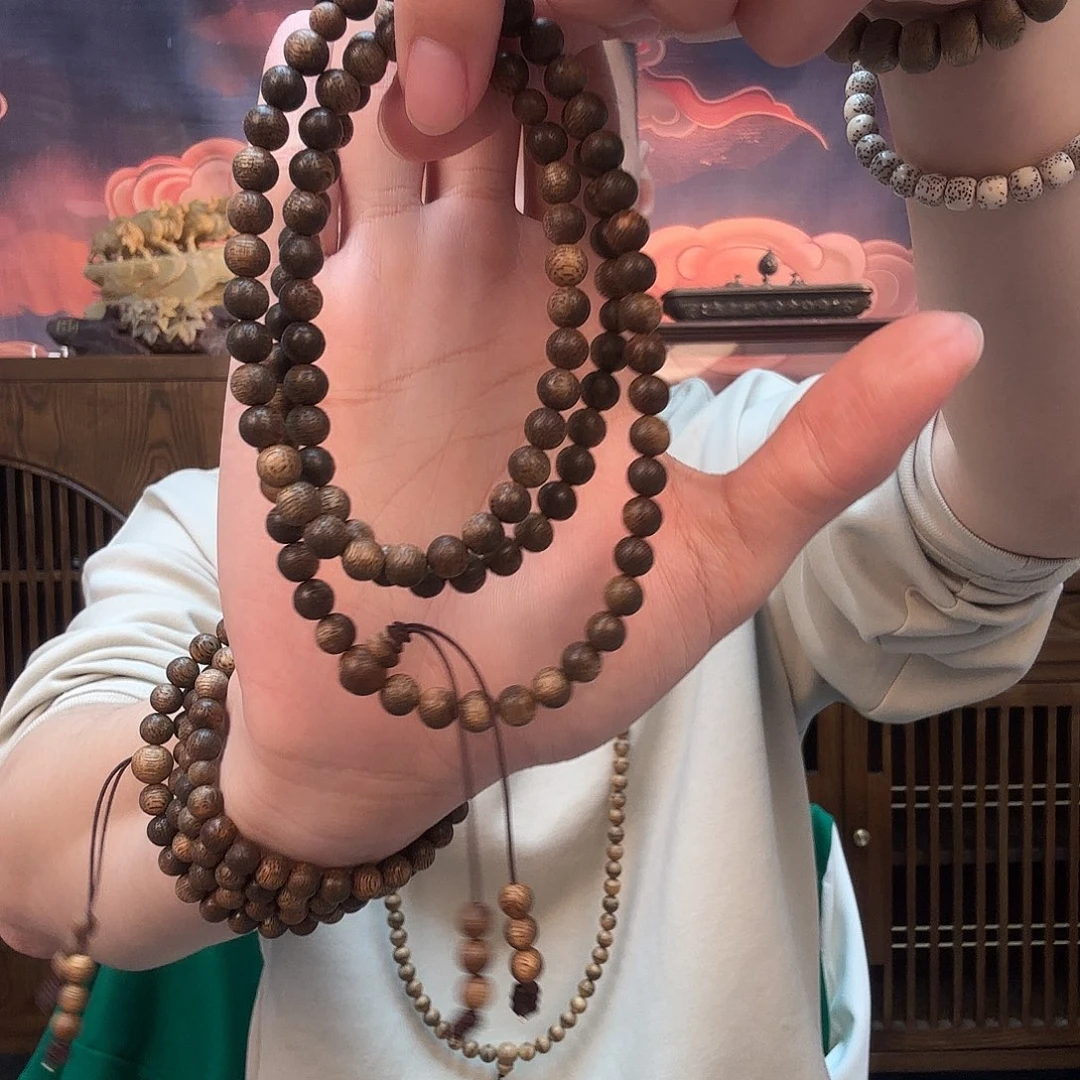 沉香手串CZX713，文莱黑棋多圈