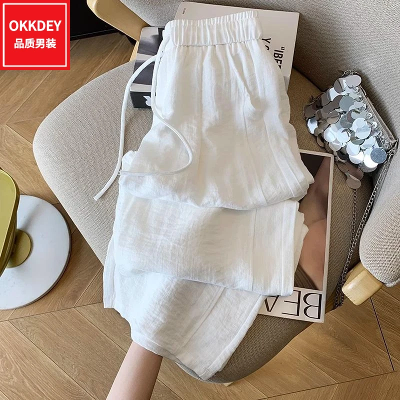 高端轻奢男士垂感棉麻裤子夏季新款慵懒风休闲长裤百搭宽松直筒裤