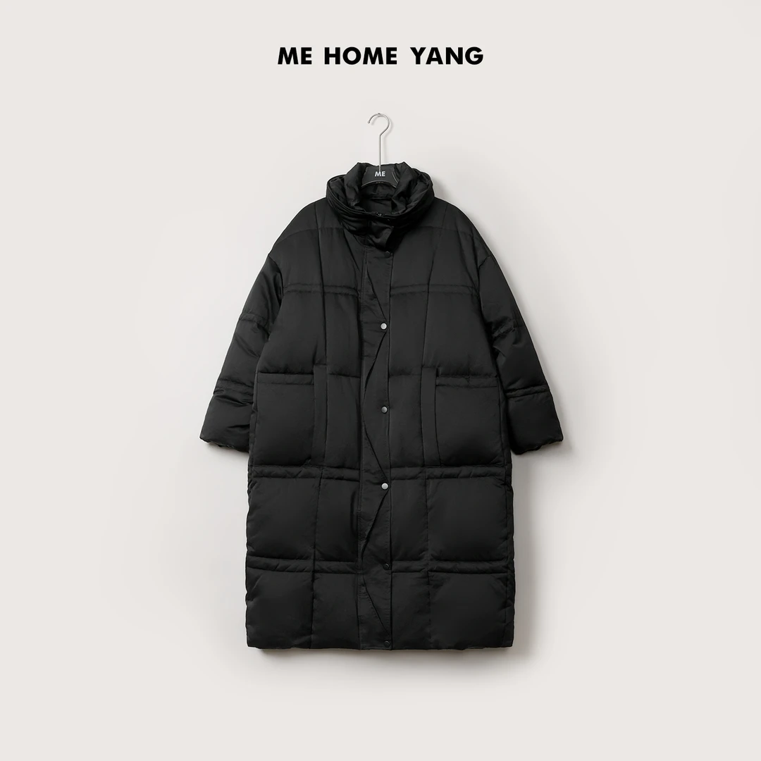 ME【暗夜山丘】柔光肌理白鹅绒御寒保暖过膝时尚百搭羽绒服MEQA5507