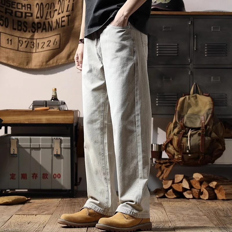 Cebrodz春季直筒牛仔裤高级质感阔腿休闲裤美式潮流复古长裤男