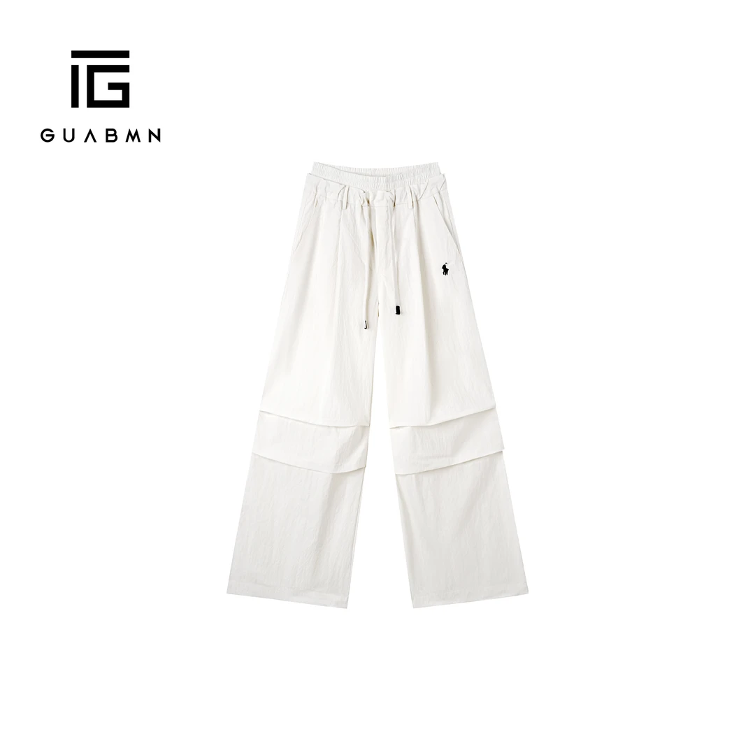 GUABMN2025夏季新款宽松显瘦松紧腰时尚休闲直筒百搭阔腿裤5276