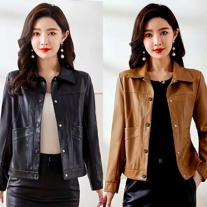 现货春季新品海宁皮衣女皮夹克皮衣女外套秋冬318