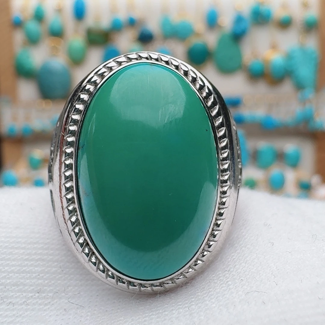 绿松石银S925镶嵌戒指
