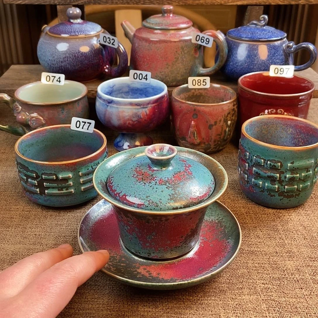 摆件颈**好钧瓷茶壶茶具