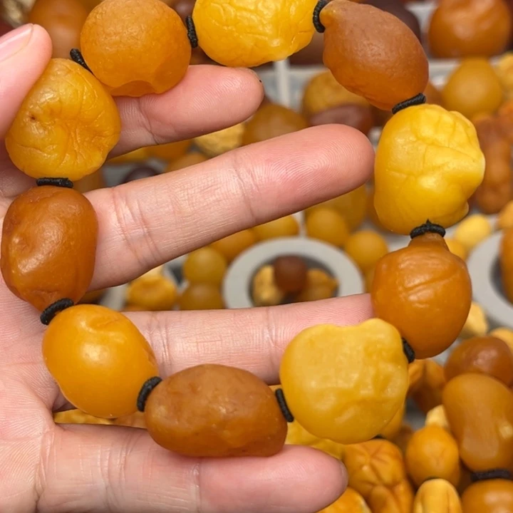 琥珀未镶嵌裸石天然蜜蜡手串