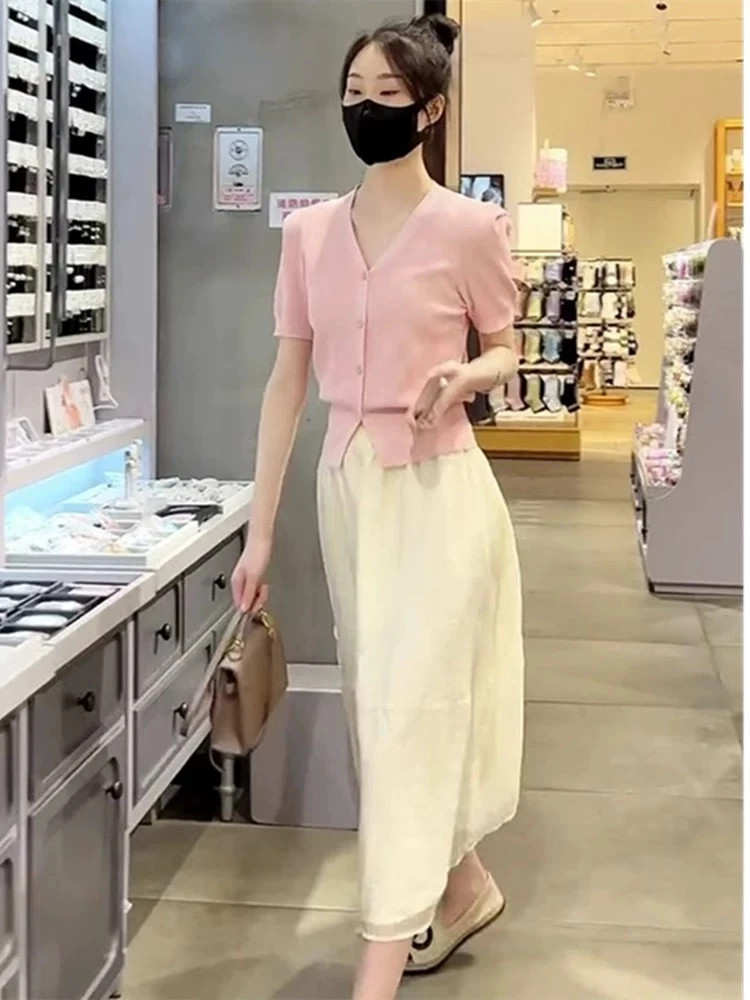 多巴胺穿搭一整套女2025夏季新款今年流行漂亮裙子套装腰裙两件套