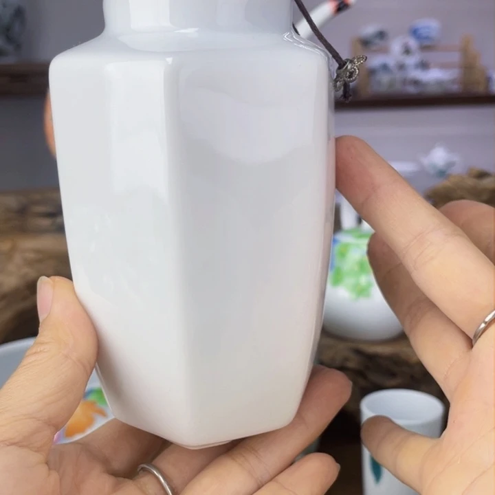 杯茶叶罐手绘釉下彩