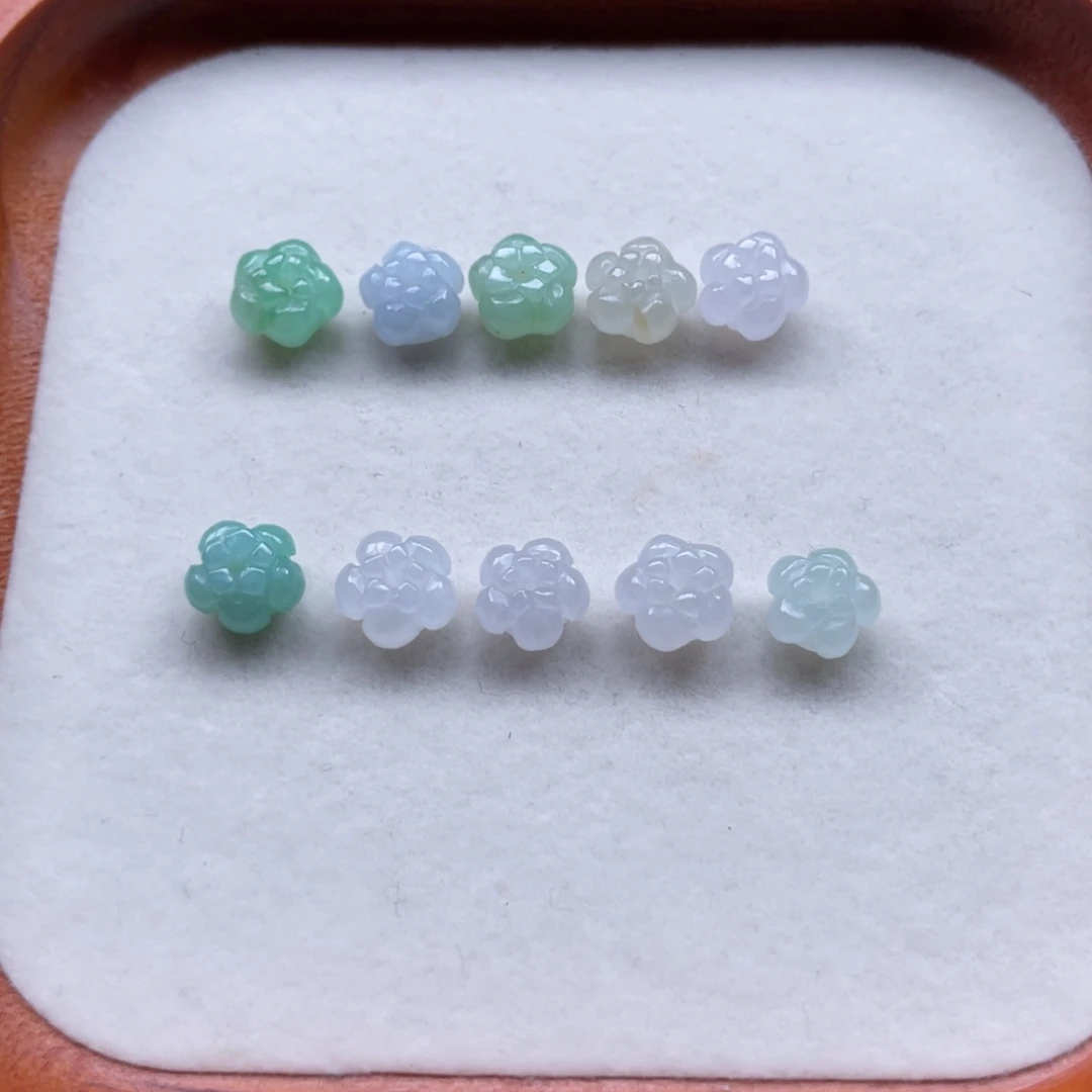 暴***巫翡翠散珠通孔莲花珠10颗
