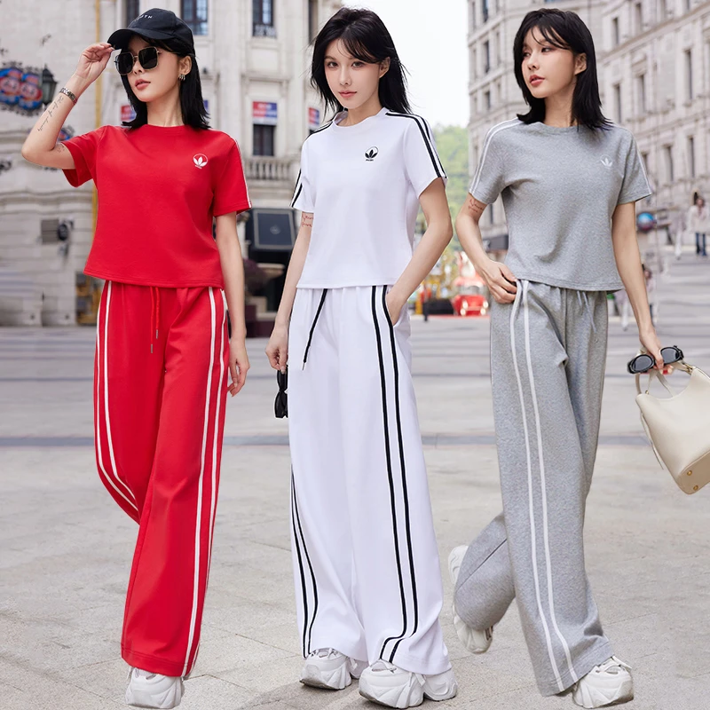 休闲风韩版大码INS风时尚套装大码运动长裤上衣宽松纯棉两件套潮