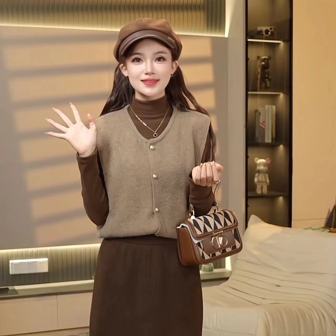 2025新款针织马甲流行轻奢韩剧气质百搭美拉德上衣L