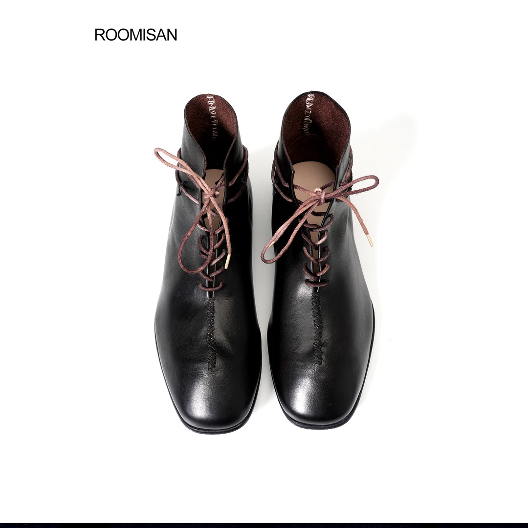 roomisan【水染皮靴.手工进口水染牛皮系带低筒手工皮鞋】25944