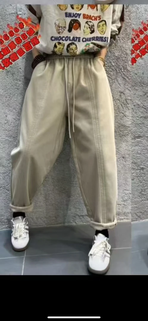 3686加绒宽松百搭休闲裤