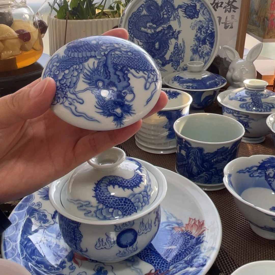 青花龙纹盖置盖置盖置