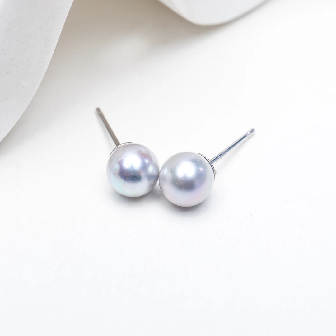 【小迪甄选】 7mm左右极光炫彩海水真多麻色小钢泡耳钉  S925银银针