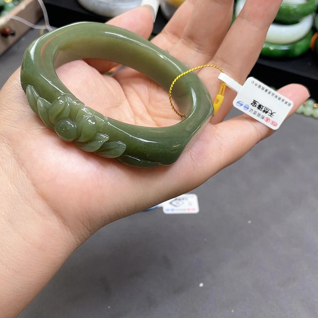 和田玉手镯59圈口102未镶嵌