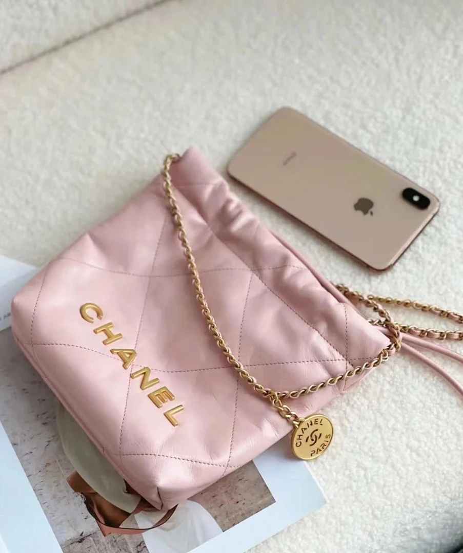 99新 Chanel/香奈儿 粉色mini22bag 芯片款  17cm 11416631