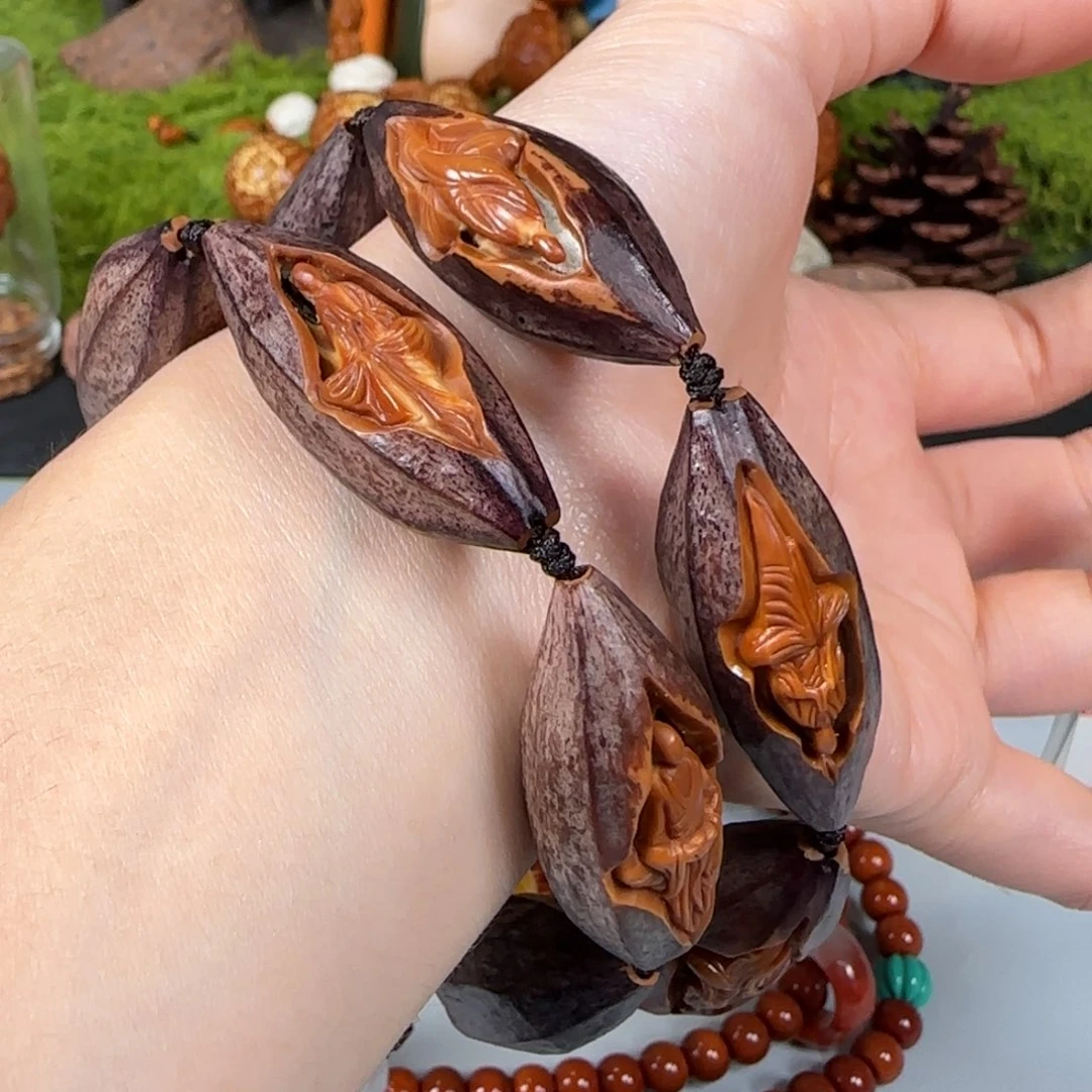 橄榄核手串/手链15紫皮镂空无相佛